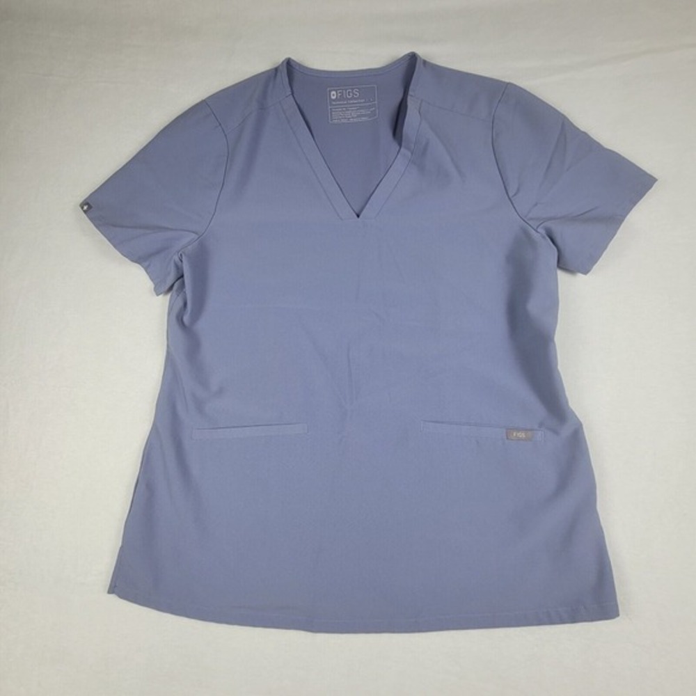 FIGS Casma Scrub Top Womens Large Blue Three Pocket Slim V Neck Medical‎ Dental
